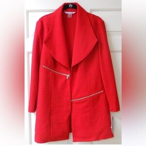 Peter Nygard Long Red Blazer Jacket Zippers Large